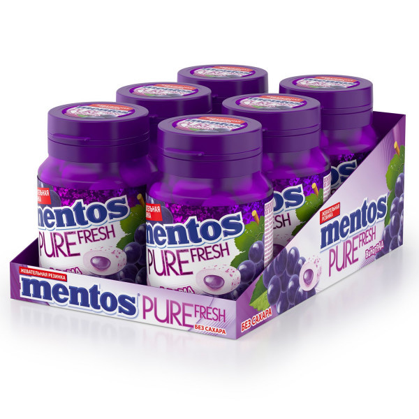 Жевательная резинка Mentos Pure Fresh со вкусом винограда 54г - фото 2 - id-p204480670