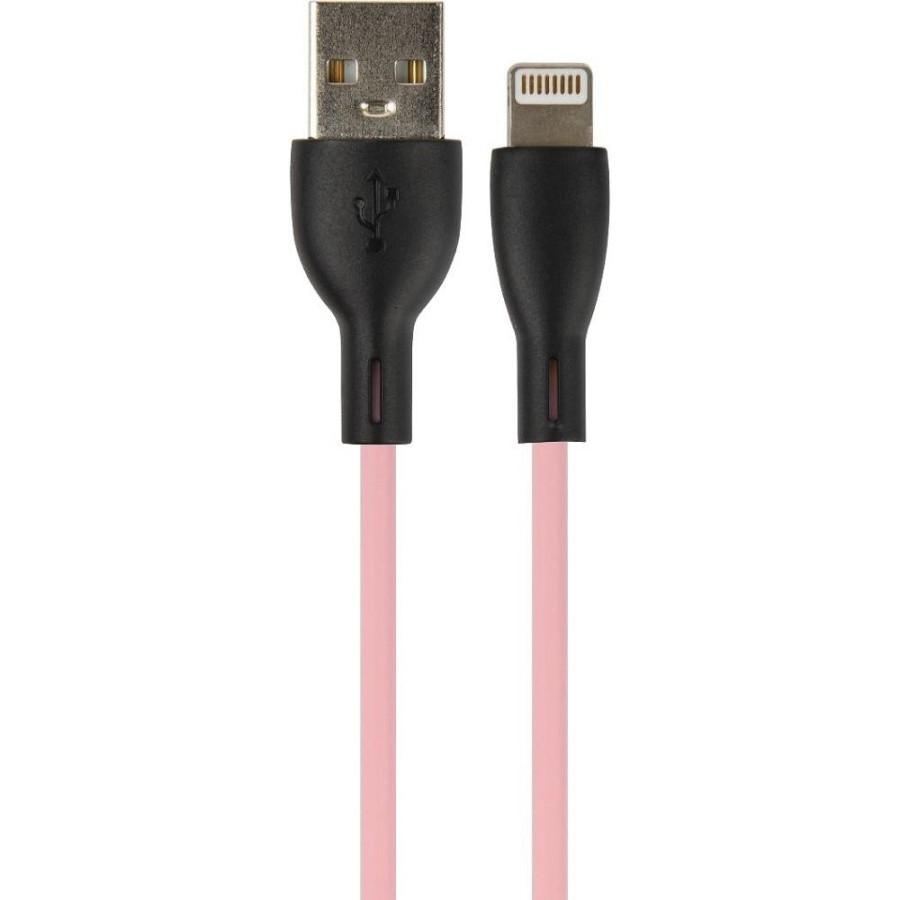 PERFEO Кабель USB A вилка - Lightning вилка, 2.4A, розовый, силикон, длина 1 м., SILICON (I4336) - фото 1 - id-p226582170