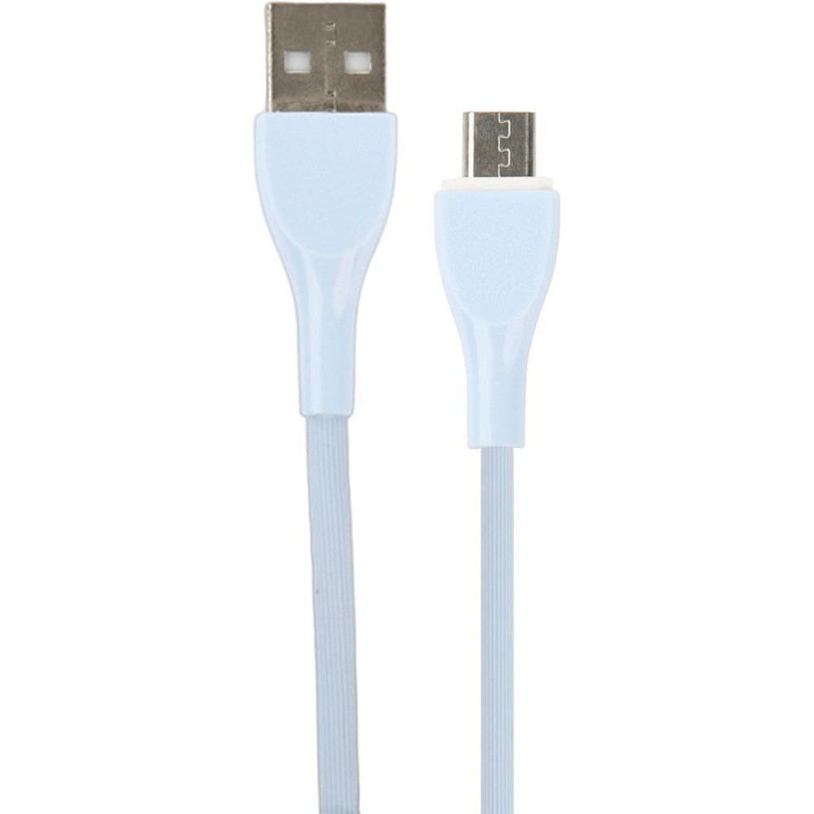 PERFEO Кабель USB A вилка - Micro USB вилка, 2.4A, голубой, силикон, длина 1 м., ULTRA SOFT (U4022) - фото 1 - id-p226582173