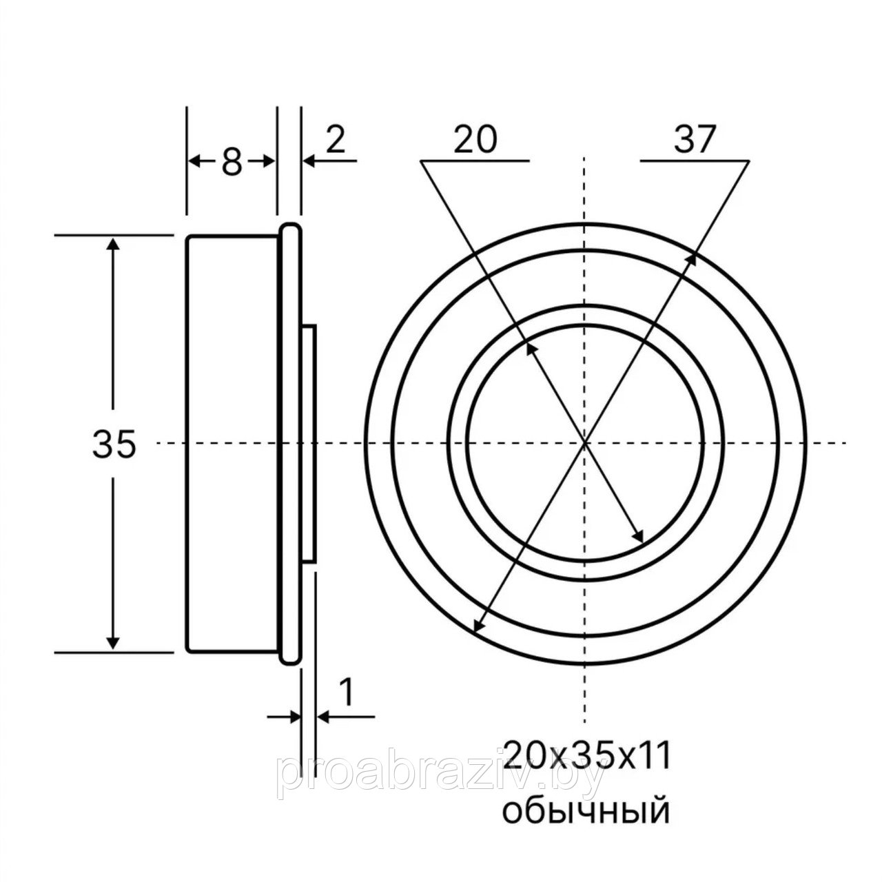 Подшипник для строительных тачек d-20мм, D-35мм с фаской - фото 5 - id-p168123045