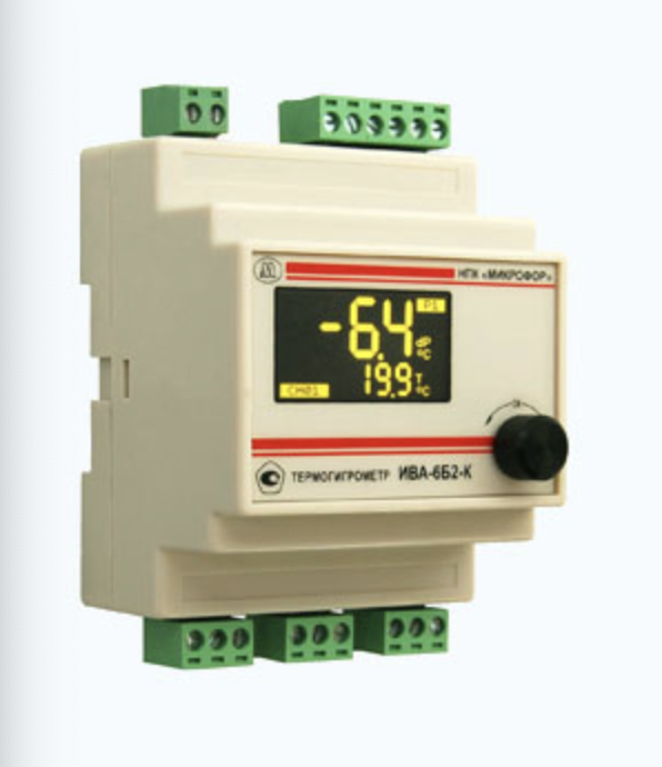 Термогигрометр ИВА-6Б2-К с исполнением блока индикации для монтажа на DIN-рейку (ИВА-6Б2-К-DIN) - фото 1 - id-p226590752