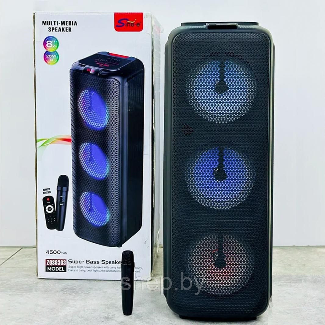 Беспроводная музыкальная колонка с беспроводным микрофоном ВТ Speaker ZQS 8303, 60W большая переносная блютуз - фото 8 - id-p226591574