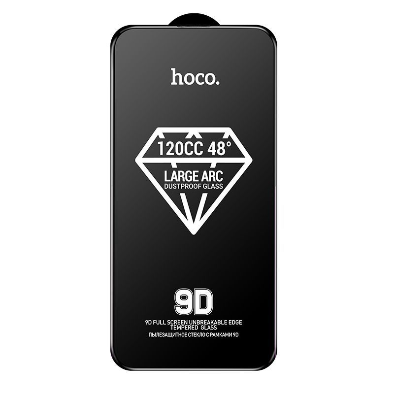 Защитное стекло iPhone 15 Pro Max (Черное) с полной проклейкой 9D HOCO A34 - фото 1 - id-p225767956
