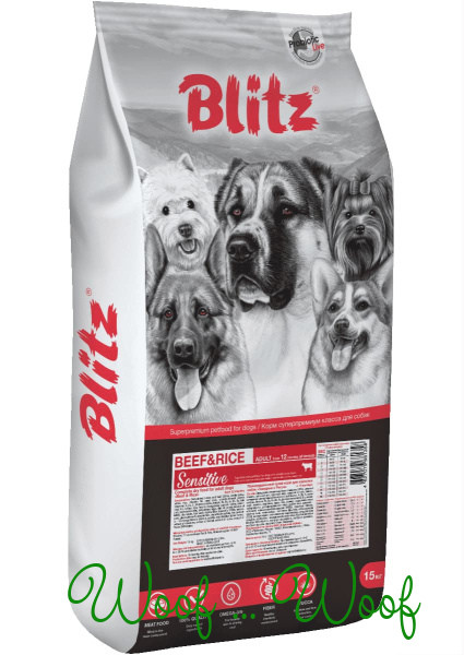 Сухой корм для собак Blitz Sensitive Adult Dog All Breeds (говядина, рис)