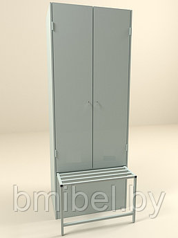 Шкаф металлический гардеробный 1750*800*500 (0,6мм) с выдвижной скамейкой