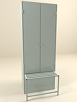 Шкаф металлический гардеробный 1750*600*500 (0,6мм) с выдвижной скамейкой