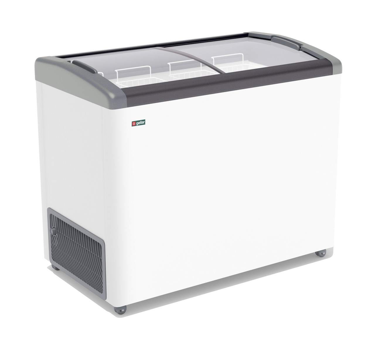 Морозильный ларь Frostor (Фростор) GELLAR FG 350 E с наклонным гнутым стеклом серый (310 л)
