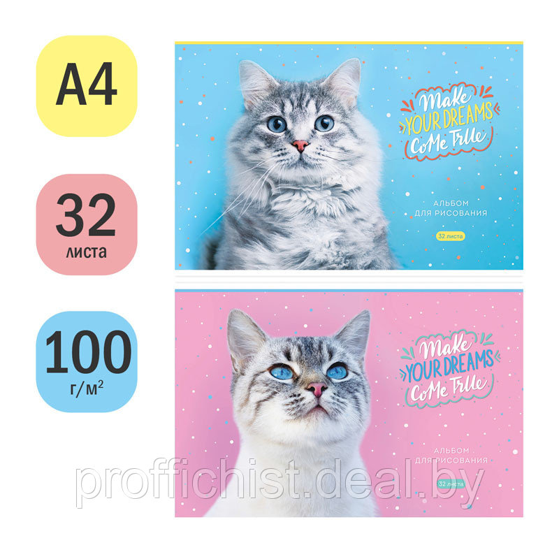 Альбом для рисования 32л., А4, на скрепке ArtSpace "Питомцы. Funny cats" ЦЕНА БЕЗ НДС! - фото 2 - id-p226608860