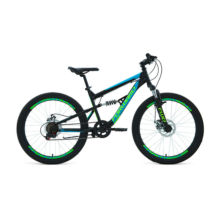 Велосипед Forward Raptor 24 2.0 disc (2021) черный/бирюзовый - фото 1 - id-p226614753