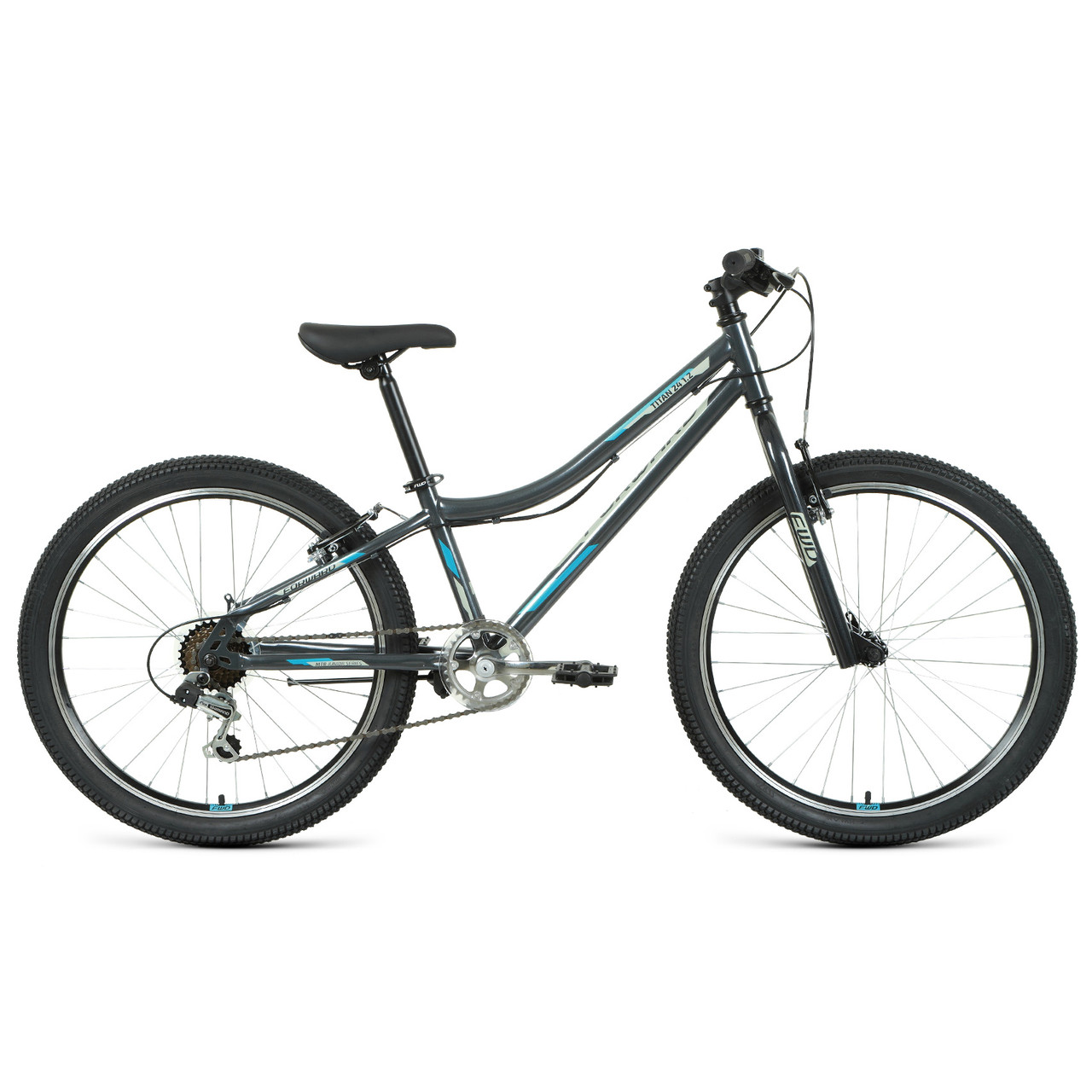 Велосипед Forward Titan 24 1.0 (2022) темно-серый/бирюзовый - фото 1 - id-p226614811
