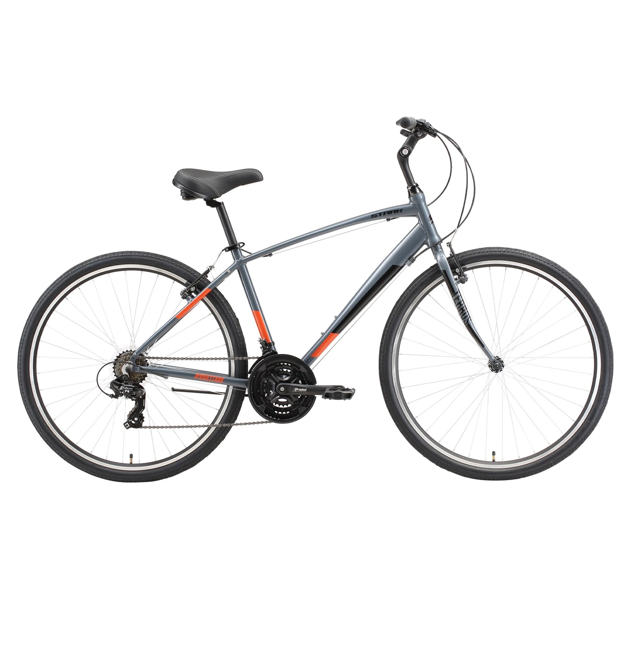 Велосипед Stark Terros 28.2 V серый/черный/оранжевый - фото 1 - id-p226612896