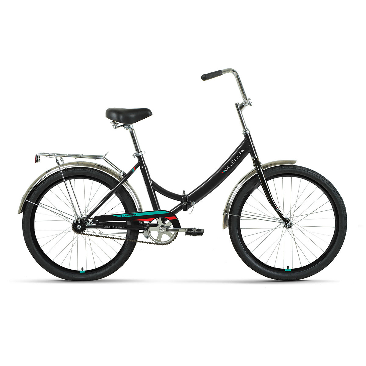 Велосипед Forward Valencia 24 1.0 (2022) черный-красный - фото 1 - id-p226614838