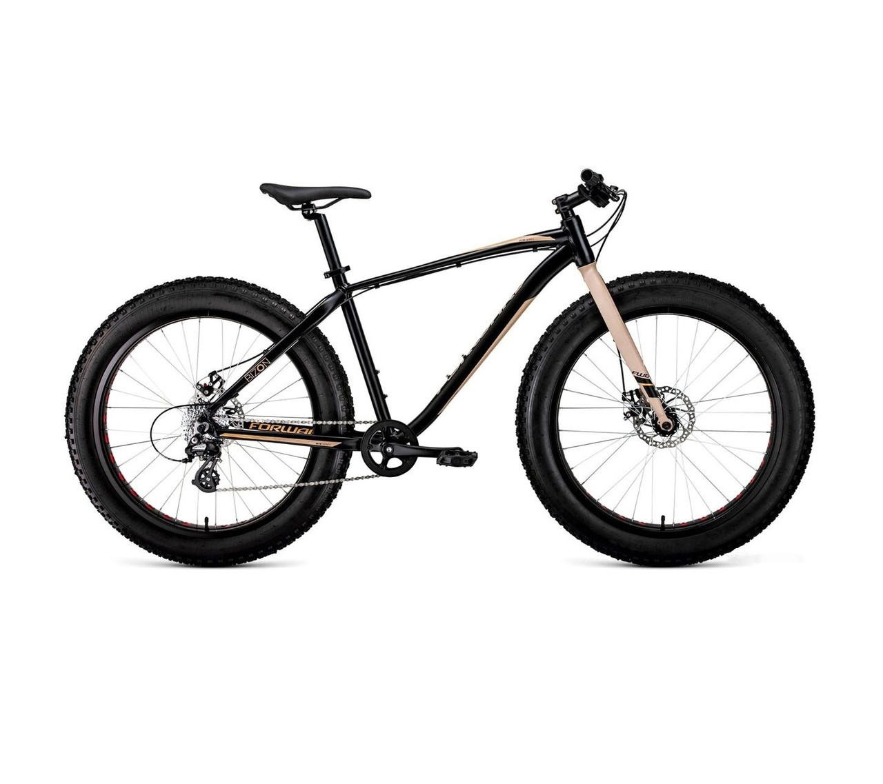 Велосипед Forward Bizon 26 D (2022) черный/бежевый - фото 1 - id-p226612914
