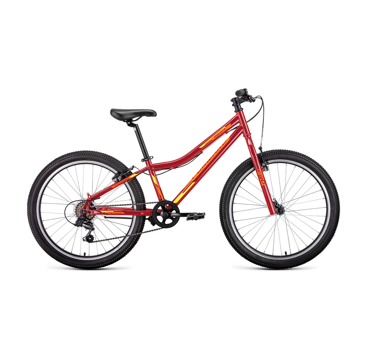 Велосипед Forward Titan 24 1.0 (2022) красный/желтый - фото 1 - id-p226611935