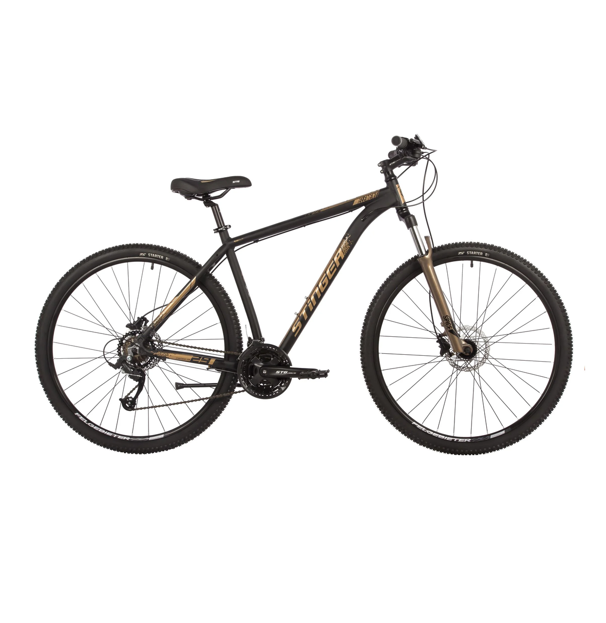 Велосипед Stinger Element Pro SE 27.5 черный-золотистый - фото 1 - id-p226612256
