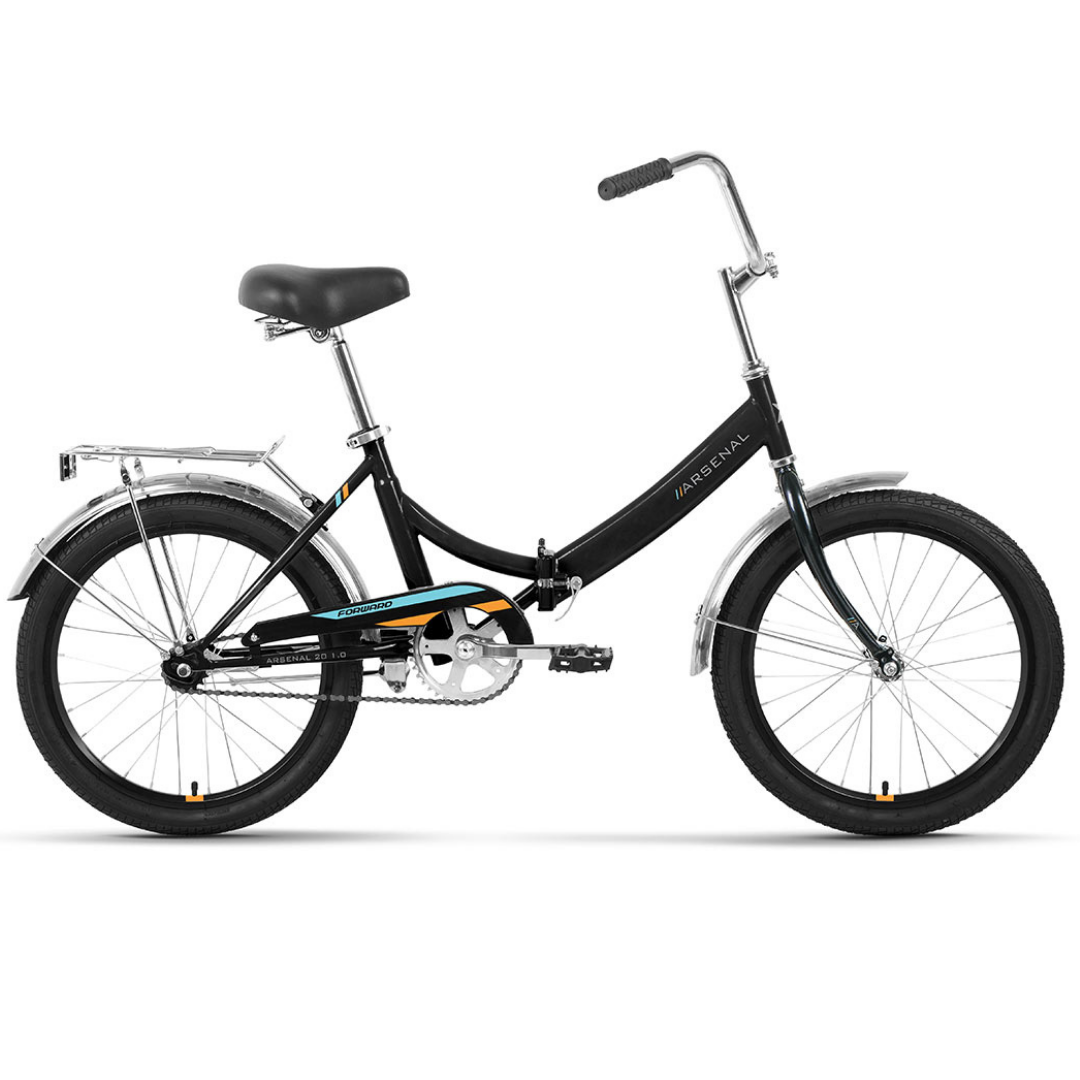 Велосипед Forward Arsenal 20 1.0 (2022) черный/оранжевый - фото 1 - id-p226614215