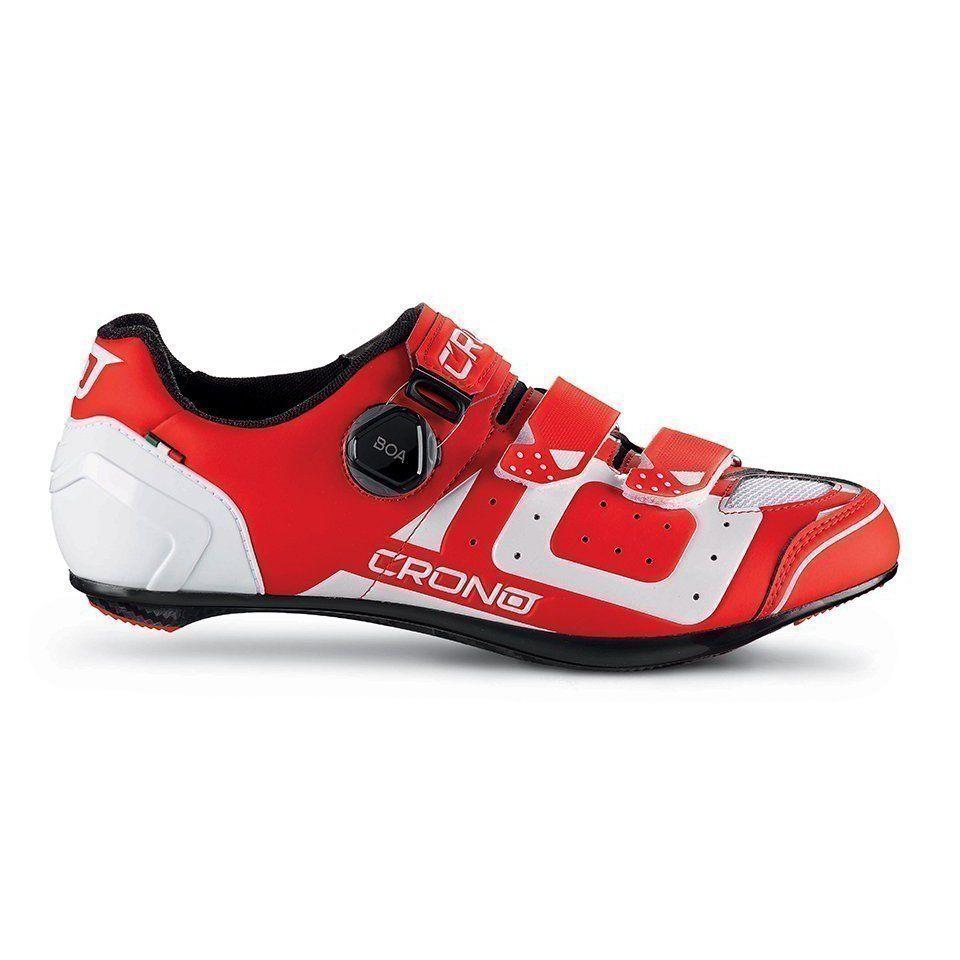 Ботинки велосипедные шоссейные CRONO CR-3 carbon, белый/красный - фото 1 - id-p226612463