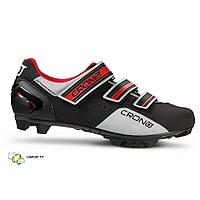 Ботинки велосипедные МТБ Crono CX-4 carbon composit, черный/серый/красный, размер 42