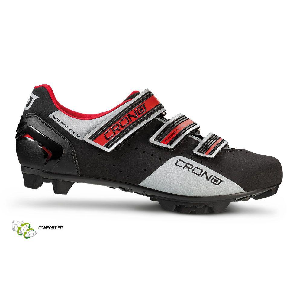 Ботинки велосипедные МТБ Crono CX-4 carbon composit, черный/серый/красный, размер 42 - фото 1 - id-p226612588