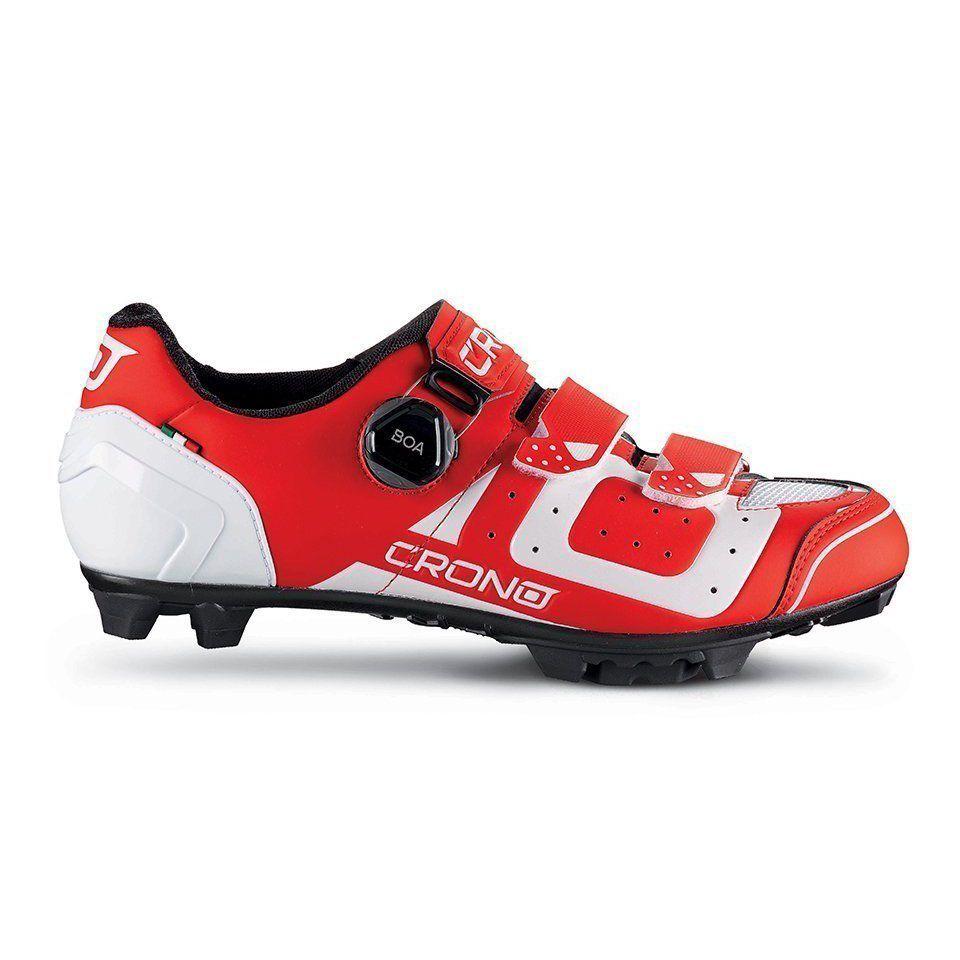 Ботинки велосипедные МТБ Crono CX-3 Boa carbon composit, красный/белый - фото 1 - id-p226612598