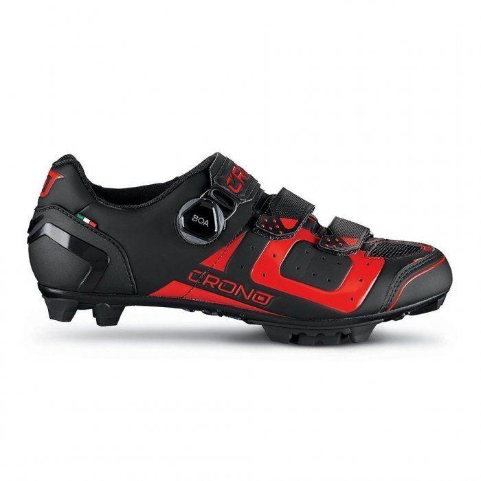 Ботинки велосипедные МТБ Crono CX-3 Boa carbon composit, черный/красный, размер 46 - фото 1 - id-p226612599