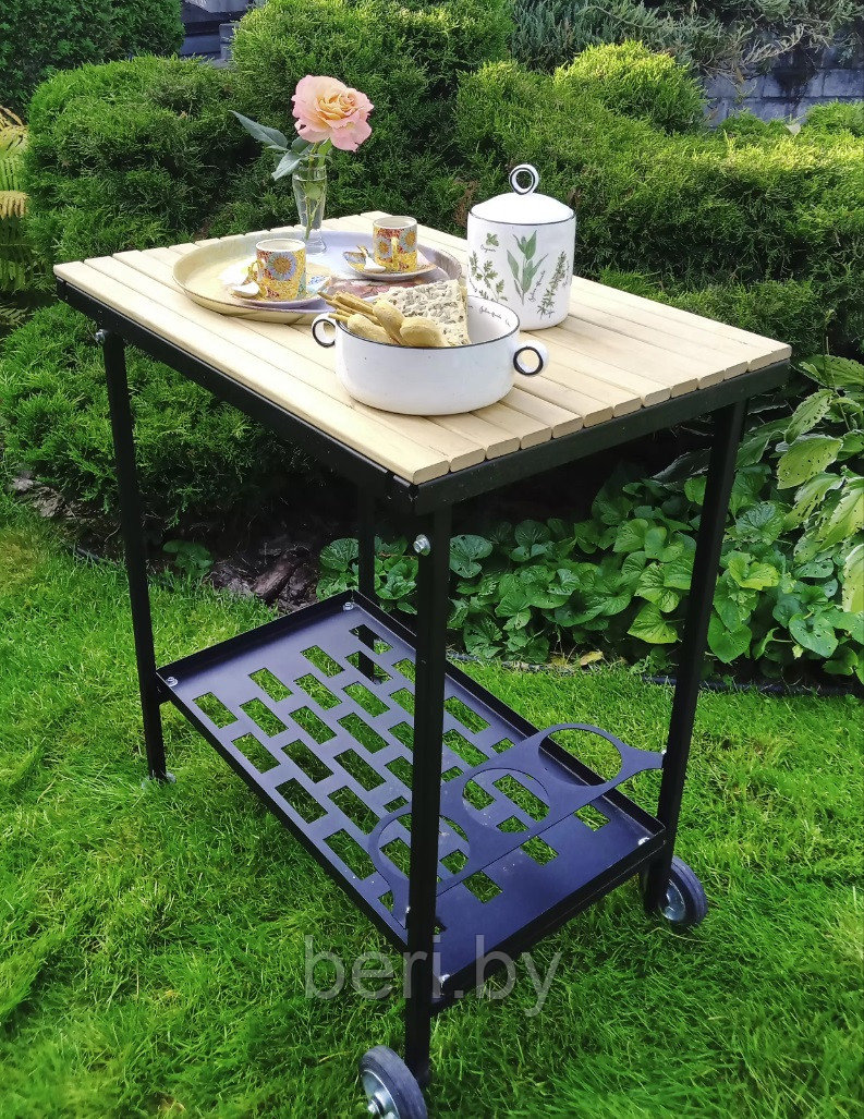 Стол для пикника, для дачи, столик ST001 деревянная столешница металлический каркас - фото 2 - id-p78903159