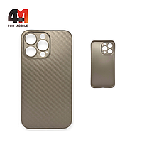 Чехол Iphone 13 Pro пластиковый, карбон, золотого цвета, K-DOO