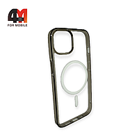 Чехол Iphone 13 Pro силиконовый с рамкой + MagSafe, черного цвета, Hicool