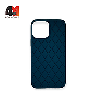 Чехол Iphone 13 Pro Silicone Case ромбы, 8 черно-синего цвета