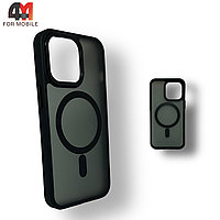 Чехол Iphone 13 Pro пластиковый c усиленной рамкой + MagSafe, черного цвета, Protective Case