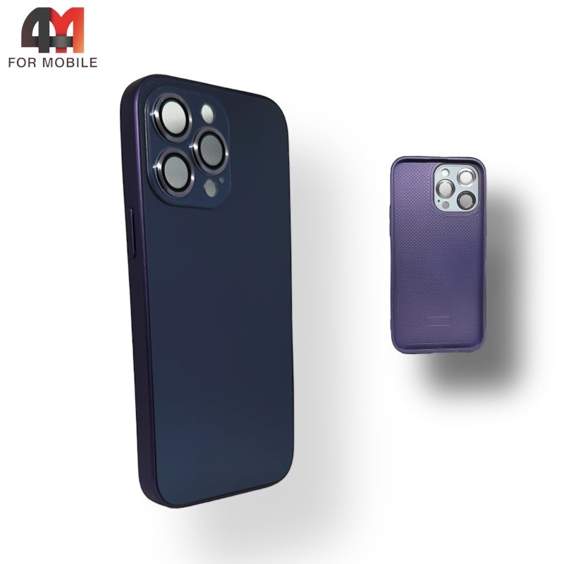 Чехол Iphone 13 Pro пластиковый, Glass case, фиолетового цвета - фото 1 - id-p226617241