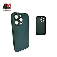 Чехол Iphone 13 Pro пластиковый, Glass case, темно-зеленого цвета
