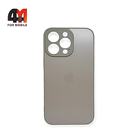 Чехол Iphone 13 Pro пластиковый, матовый с логотипом, бежевого цвета