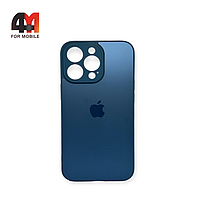 Чехол Iphone 13 Pro пластиковый, матовый с логотипом, темно-синего цвета