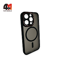 Чехол Iphone 13 Pro пластиковый с рамкой + MagSafe, черно-красного цвета, Hicool