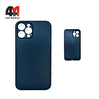 Чехол Iphone 13 Pro Max пластиковый, карбон, синего цвета, K-DOO