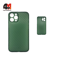 Чехол Iphone 13 Pro Max пластиковый, карбон, зеленого цвета, K-DOO