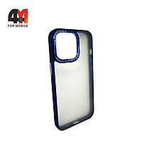 Чехол Iphone 13 Pro Max пластиковый с усиленной рамкой, синего цвета, New Case