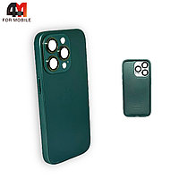 Чехол Iphone 13 Pro Max пластиковый, стеклянный, темно-зеленого цвета