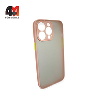 Чехол Iphone 13 Pro Max пластиковый с усиленной рамкой, персикового цвета