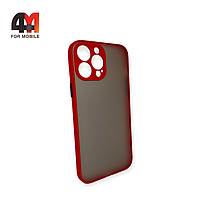 Чехол Iphone 13 Pro Max пластиковый с усиленной рамкой, красного цвета
