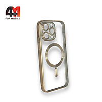 Чехол Iphone 13 Pro Max силиконовый, плотный + MagSafe, золотого цвета, J-Case