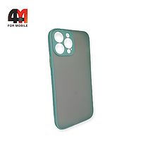 Чехол Iphone 13 Pro Max пластиковый с усиленной рамкой, ментолового цвета