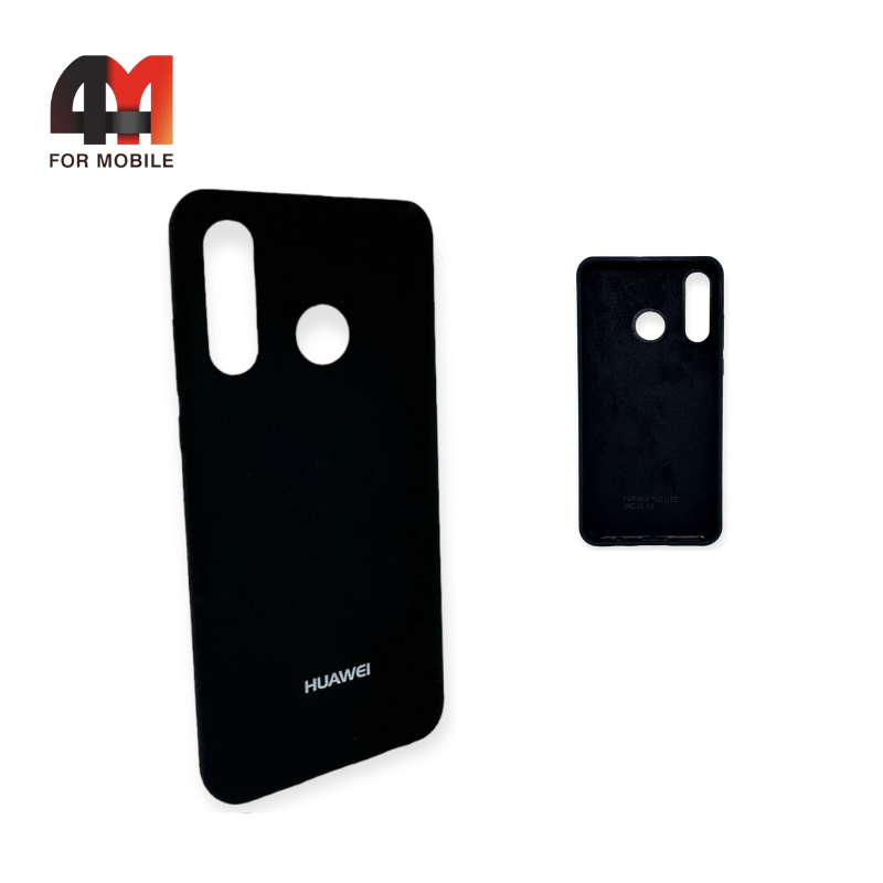 Чехол Huawei P30 Lite/Nova 4E/Honor 20S Silicone Case, черного цвета - фото 1 - id-p226622107