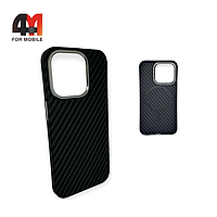 Чехол Iphone 15 Plus кевлар + MagSafe, черного цвета