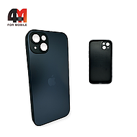 Чехол Iphone 15 Plus пластиковый, Glass case, черно-синего цвета