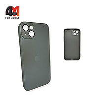 Чехол Iphone 15 Plus пластиковый, Glass case, серого цвета