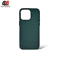 Чехол Iphone 15 Plus пластиковый, Leather Case + MagSafe, Evergreen
