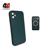 Чехол Iphone 11 пластиковый, Glass Case + MagSafe, темно-зеленого цвета