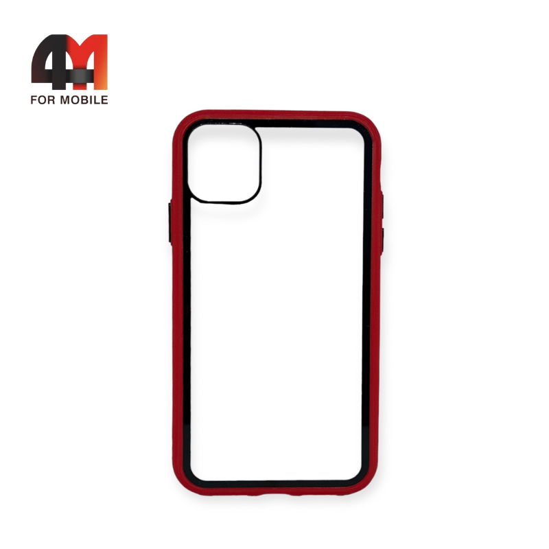 Чехол Iphone 11 пластиковый с ободком, черно-красного цвета - фото 1 - id-p226622366